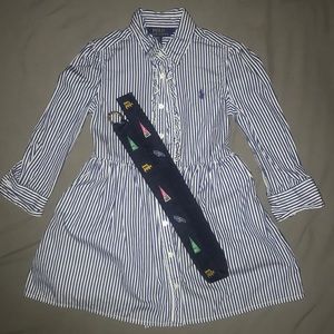 Polo Ralph Lauren white/navy striped toddler dress